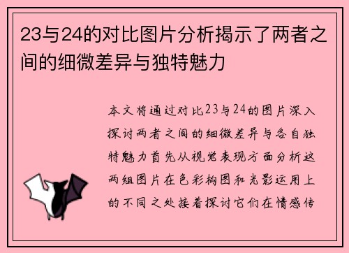 23与24的对比图片分析揭示了两者之间的细微差异与独特魅力
